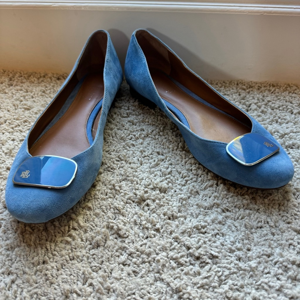 Ralph Lauren Blue Flats with Silver Accents